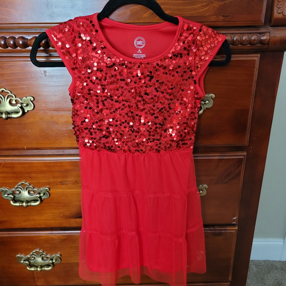 Girl's Sparkly Red Dress